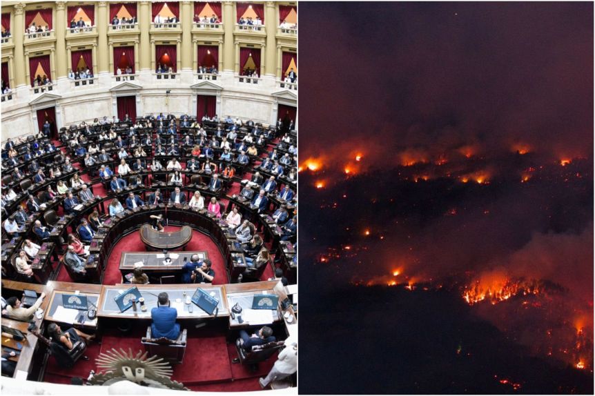 Patagónicos reclamaron en recinto por la emergencia ante los incendios en la región