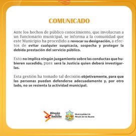 La municipalidad de Rincón de los Sauces separó a un funcionario denunciado por violencia de género