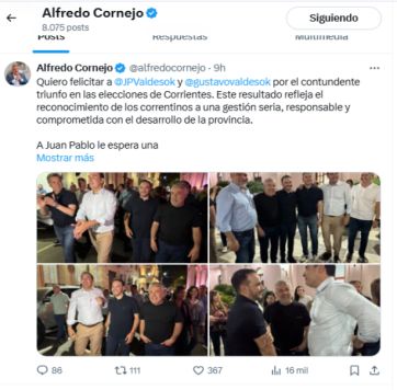 Juan Pablo Valdés arrasó en Corrientes y fortalece al bloque de Provincias Unidas