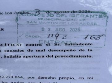 San Martín de los Andes: presentaron un pedido de juicio político contra el intendente