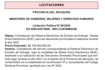 Neuquén ya licita el sistema de boleta electrónica para las elecciones de 2027