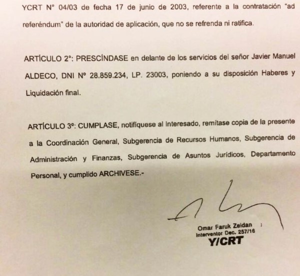 Tras las denuncias, llegaron los despidos en YCRT