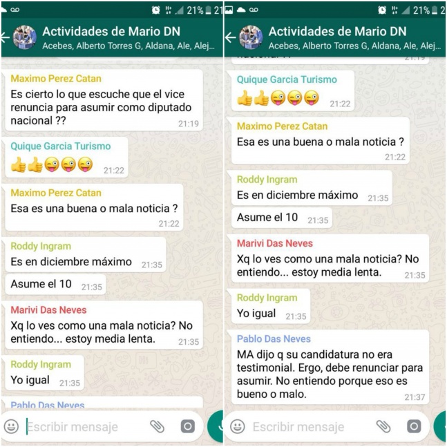 Desde el Gobierno hablaron de los chats internos que salieron a la luz