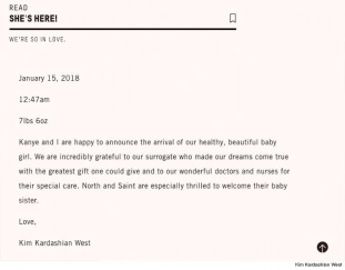 Kim Kardashian celebró el nacimiento de su tercera hija