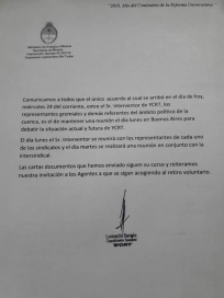 En Buenos Aires se definirá la suerte de YCRT