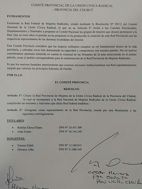 Quedó formalizada la creación de la Red de Mujeres radicales de Chubut
