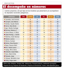 El desempeño de los diputados nacionales de la patagonia