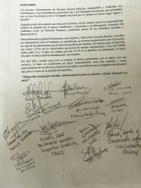 Aborto legal: Menna recibió un petitorio a favor, de juventudes de todos los partidos político