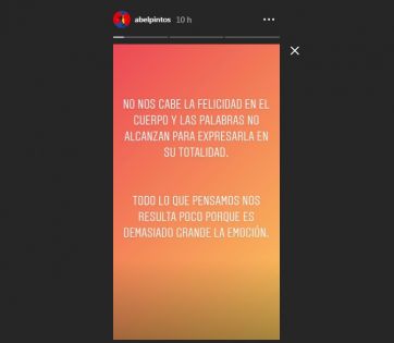 Abel Pintos anunció que será papá