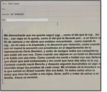 Filtran un mail de Wanda en el que se detallan las siete infidelidades de Maxi López