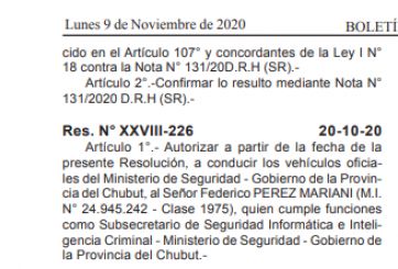 Funcionario de Seguridad volvió a ser habilitado para manejar vehículos oficiales
