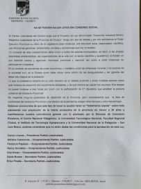 Desde el PJ meten presión para que se retire el proyecto de minería
