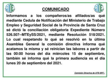 Dictaron conciliación obligatoria en el conflicto de YCRT  y se reanuda el trabajo