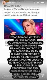 El descargo de Wanda Nara tras ser acusada de estafa