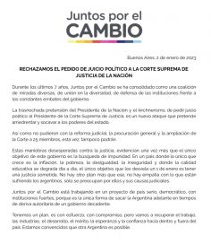 Desde la patagonia, el PRO rechaza el juicio a la Corte Suprema pedido por Fernández