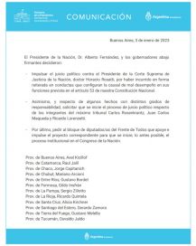 Dos gobernadores patagónicos apoyan el juicio a la Corte Suprema propuesto por el Presidente